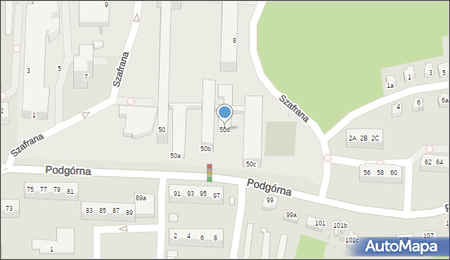 Zielona Góra, Podgórna, 50d, mapa Zielona Góra