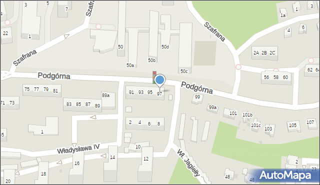 Zielona Góra, Podgórna, 97, mapa Zielona Góra
