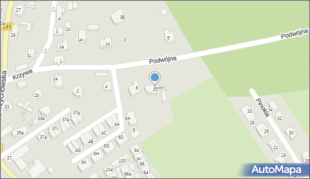 Zielona Góra, Podwójna, 10, mapa Zielona Góra