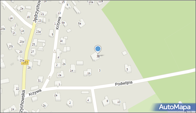 Zielona Góra, Podwójna, 3B, mapa Zielona Góra