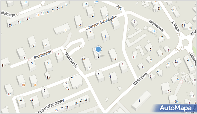 Zielona Góra, Powstańców Warszawy, 4, mapa Zielona Góra