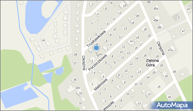 Zielona Góra, Porzeczkowa, 5-7, mapa Zielona Góra