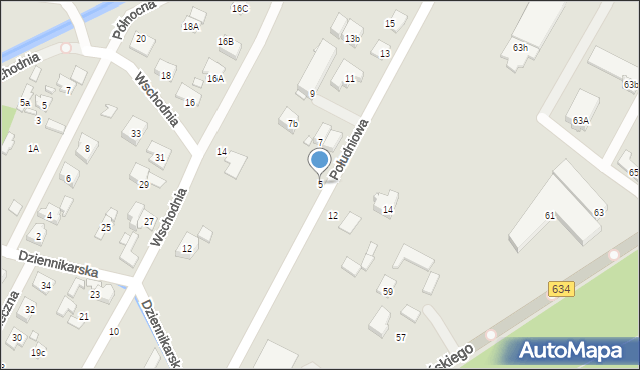 Zielonka, Południowa, 5, mapa Zielonka