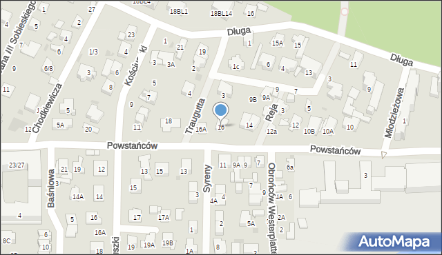 Zielonka, Powstańców, 16, mapa Zielonka