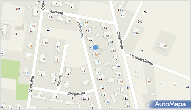 Zielonki-Parcela, Północna, 18, mapa Zielonki-Parcela