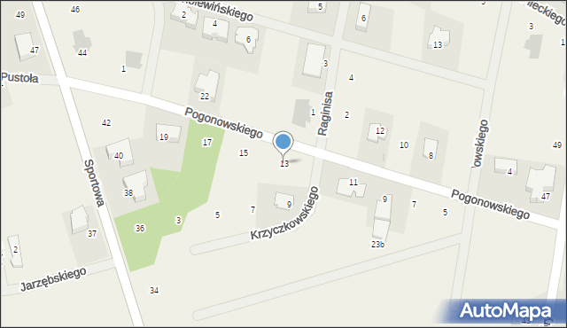 Zielonki-Wieś, Pogonowskiego Franciszka, kpt., 13, mapa Zielonki-Wieś