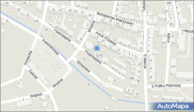 Złocieniec, Podmiejska, 12, mapa Złocieniec