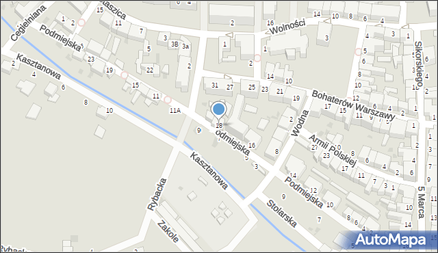 Złocieniec, Podmiejska, 18, mapa Złocieniec