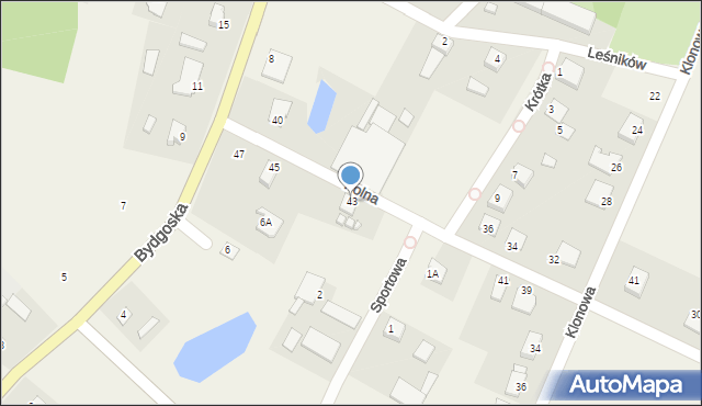 Żołędowo, Polna, 43, mapa Żołędowo