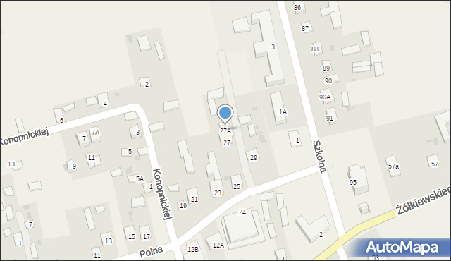 Żółkiewka-Osada, Polna, 27A, mapa Żółkiewka-Osada