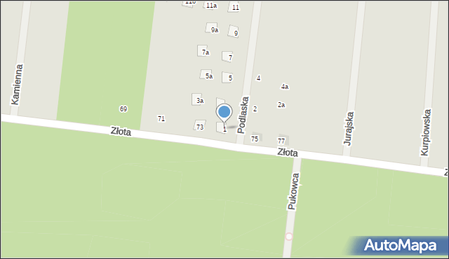 Żory, Podlaska, 1, mapa Żor