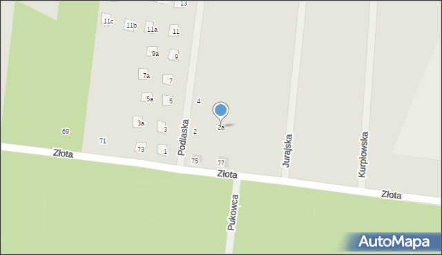 Żory, Podlaska, 2a, mapa Żor