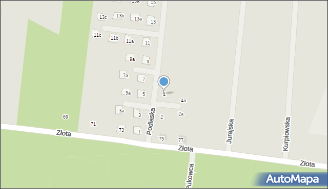 Żory, Podlaska, 4, mapa Żor