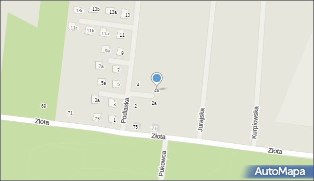 Żory, Podlaska, 4a, mapa Żor