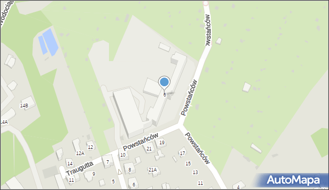 Żory, Powstańców, 6, mapa Żor