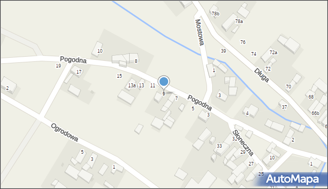 Zubrzyce, Pogodna, 9, mapa Zubrzyce