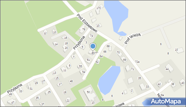 Żukowo, Pod Elżbietowo, 63, mapa Żukowo