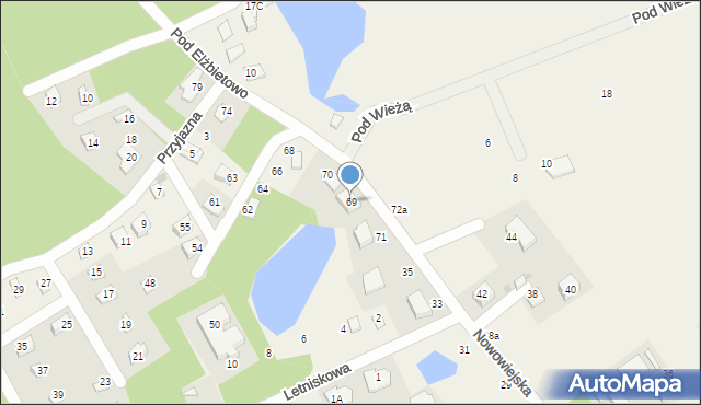 Żukowo, Pod Elżbietowo, 69, mapa Żukowo