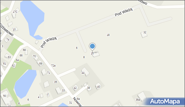 Żukowo, Pod Wieżą, 10, mapa Żukowo