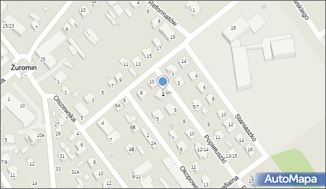 Żuromin, Popiełuszki Jerzego, bł. ks., 4, mapa Żuromin