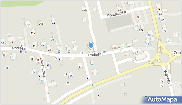 Żywiec, Podlesie, 14, mapa Żywiec