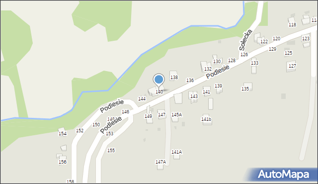 Żywiec, Podlesie, 140, mapa Żywiec