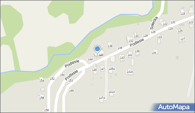 Żywiec, Podlesie, 142, mapa Żywiec