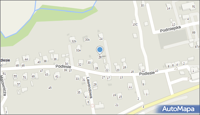 Żywiec, Podlesie, 26, mapa Żywiec