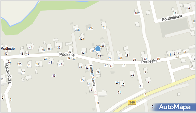 Żywiec, Podlesie, 304, mapa Żywiec