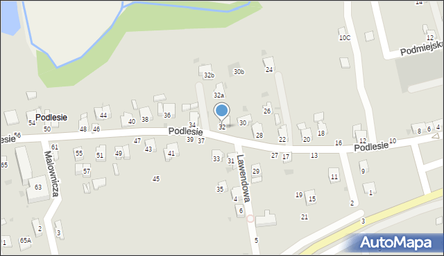 Żywiec, Podlesie, 32, mapa Żywiec