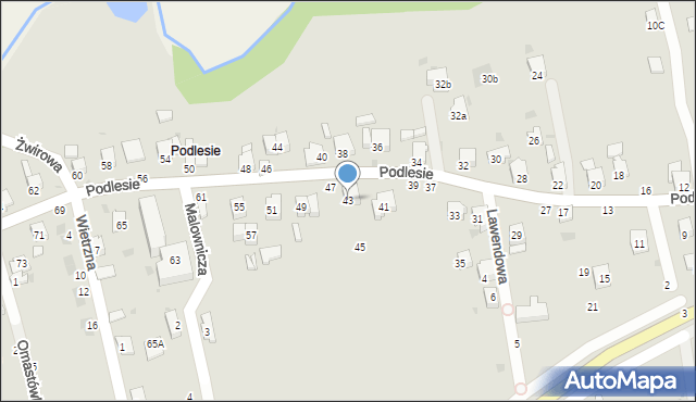 Żywiec, Podlesie, 43, mapa Żywiec