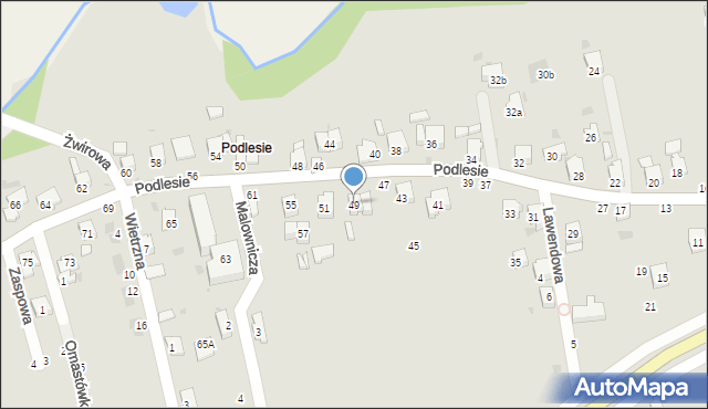 Żywiec, Podlesie, 49, mapa Żywiec