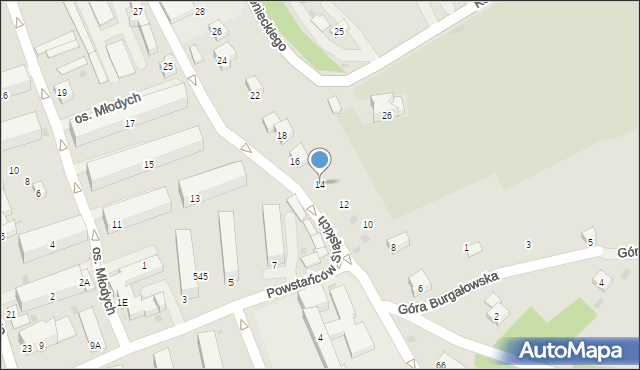 Żywiec, Powstańców Śląskich, 14, mapa Żywiec