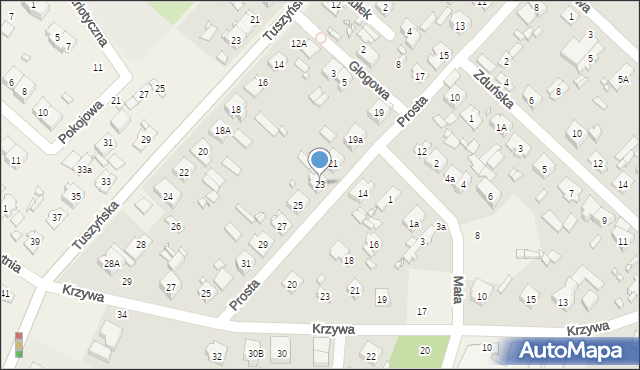 Andrespol, Prosta, 23, mapa Andrespol