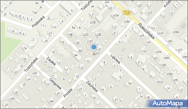 Andrespol, Prosta, 9a, mapa Andrespol