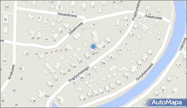 Augustów, Prądzyńskiego Ignacego, gen., 20, mapa Augustów