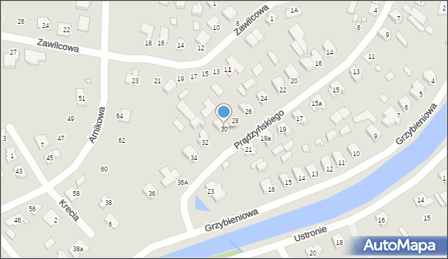 Augustów, Prądzyńskiego Ignacego, gen., 30, mapa Augustów