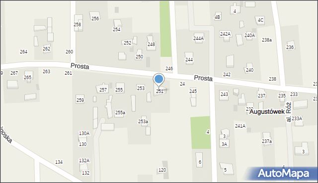 Augustówek, Prosta, 251, mapa Augustówek