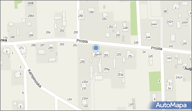 Augustówek, Prosta, 257, mapa Augustówek
