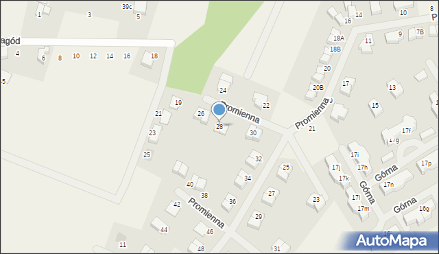 Bezrzecze, Promienna, 28, mapa Bezrzecze