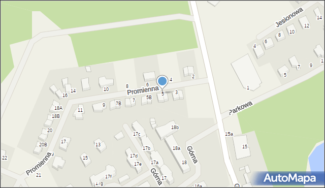 Bezrzecze, Promienna, 5, mapa Bezrzecze