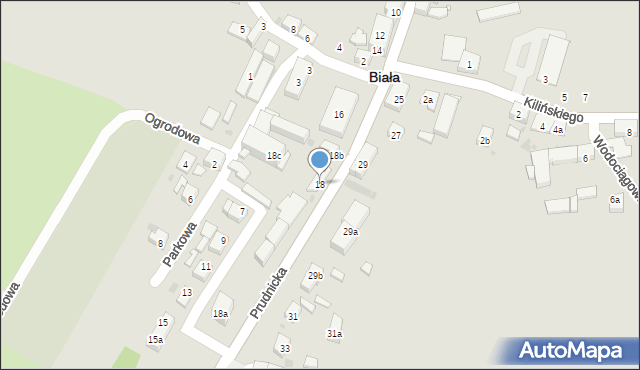 Biała, Prudnicka, 18, mapa Biała