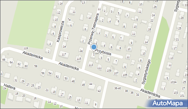 Biała Podlaska, Przybosia Juliana, 1, mapa Białej Podlaskiej