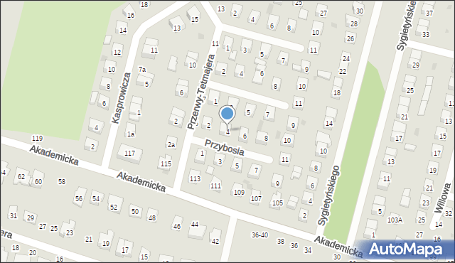 Biała Podlaska, Przybosia Juliana, 4, mapa Białej Podlaskiej