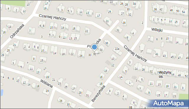 Białystok, Prypecka, 32, mapa Białegostoku