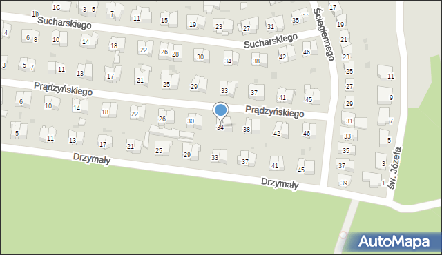 Białystok, Prądzyńskiego Ignacego, gen., 34, mapa Białegostoku