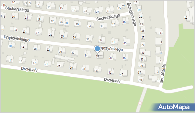 Białystok, Prądzyńskiego Ignacego, gen., 38, mapa Białegostoku