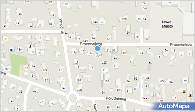 Białystok, Pracownicza, 13A, mapa Białegostoku