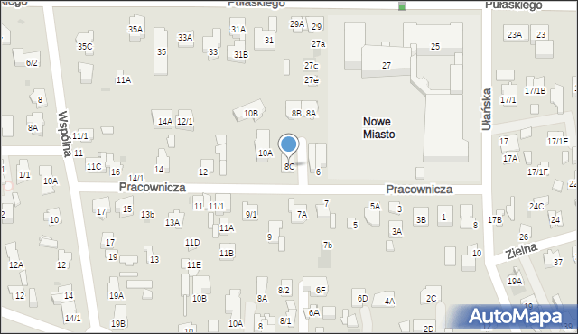 Białystok, Pracownicza, 8C, mapa Białegostoku