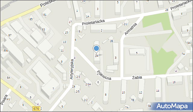 Białystok, Proletariacka, 2A, mapa Białegostoku